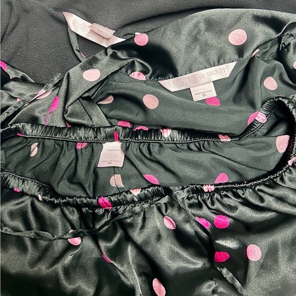 Victoria’s Secret ~Medium ~ Black W/Multi-Colors Polka Dot ~ 3 Piece Pajama Set - Picture 11 of 11